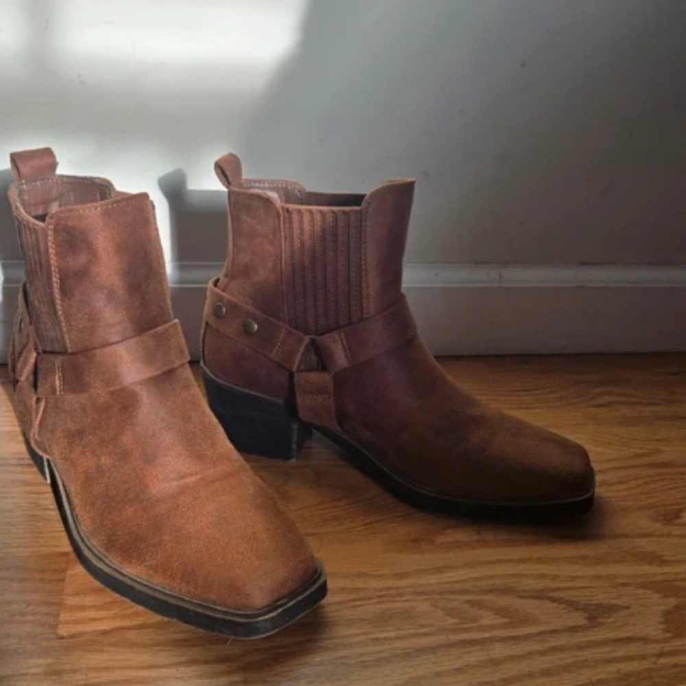 True Craft Brown Suede Women's Heeled Ankle Boots